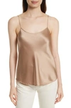 Vince Satin Scalloped Camisole Top In Camel
