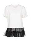 MM6 MAISON MARGIELA MM6 MAISON MARGIELA TULLE HEM T-SHIRT,S32GC0460 STJ223964