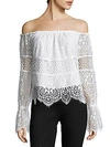 KENDALL + KYLIE Off-the-Shoulder Lace Top,0400094348300