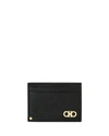 FERRAGAMO MEN'S REVIVAL GANCINI LEATHER CARD CASE WITH FLIP-OUT ID WINDOW, BLACK,PROD203310276