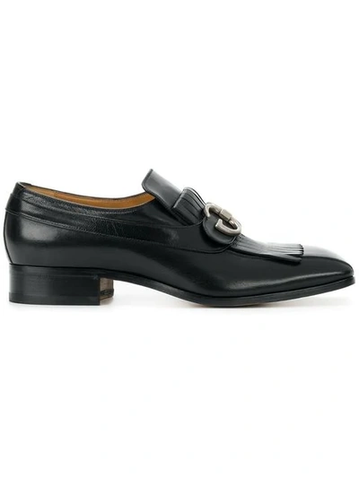 Gucci 25mm Novel Gg Buckle Leather Loafers In 1000