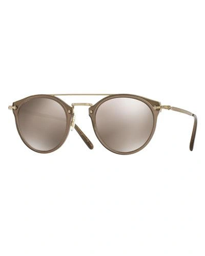 Oliver Peoples Remick Mirrored Brow-bar Sunglasses, Taupe In Beige