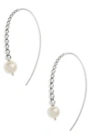 Lagos Sterling Silver Signature Caviar Cultured Tahitian Black Pearl Linear Drop Earrings In Silver/ Black
