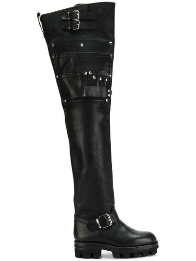 Alyx 40mm Utility Over The Knee Canvas Boots In Black