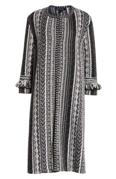 St John Fringe Ombre Stripe Tweed Knit Jacket In Caviar Multi