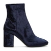 BALENCIAGA Navy Velvet Ville Boots