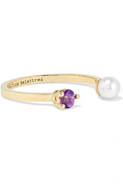 Delfina Delettrez 9-karat Gold, Topaz And Pearl Ring In Metallic