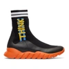 FENDI Black & Orange Sock 'Think Fendi' High-Top Sneakers,7E1088 4SW
