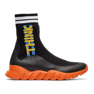 Fendi Men's Love High-top Sock Running Sneakers In Black