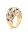 JOHN HARDY 18K YELLOW GOLD CLASSIC CHAIN PAVE DIAMOND DOME RING,RGX951392DIX7
