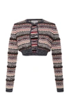 CARVEN CROPPED COTTON-BLEND CARDIGAN,8413CA002
