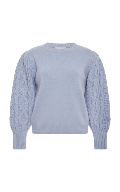 Co Puff Sleeve Wool & Cashmere Sweater In Light Blue