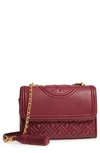TORY BURCH SMALL FLEMING LEATHER CONVERTIBLE SHOULDER BAG - BURGUNDY,43834