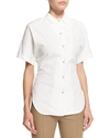 THE ROW LIKO SHORT-SLEEVE BUTTON-FRONT SHIRT, WHITE,PROD205730314