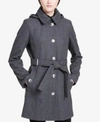 CALVIN KLEIN PETITE BELTED HOODED WALKER COAT