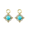 JUDE FRANCES LISSE 18K DELICATE CUSHION TURQUOISE EARRING CHARMS WITH DIAMONDS,PROD204130006