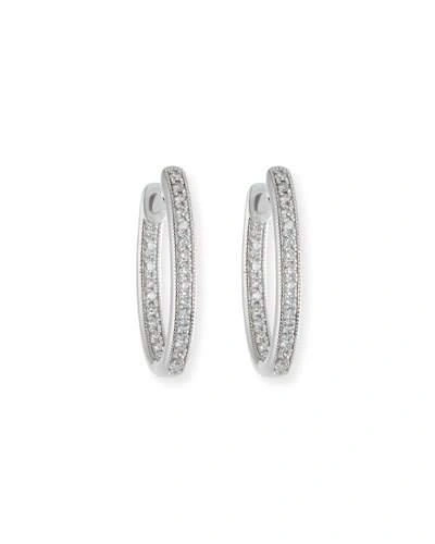 Jude Frances Lisse Small Diamond Hoop Earrings In 18k White Gold In White/gold
