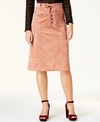 ENDLESS ROSE FAUX-SUEDE LACE-UP MIDI SKIRT