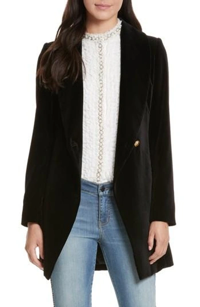 Alice And Olivia Vance Crossover Sueded Long Coat In Black