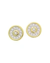 FREDERIC SAGE 18K WHITE & YELLOW GOLD FIRENZE DIAMOND DISC STUD EARRINGS,E2262-YW