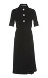 ALESSANDRA RICH KNEE LENGTH SABLÉ DRESS WITH CRYSTAL BUTTONS,FAB1331
