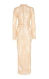 ALESSANDRA RICH CRYSTAL EMBROIDERED LACE DRESS,FAB1316