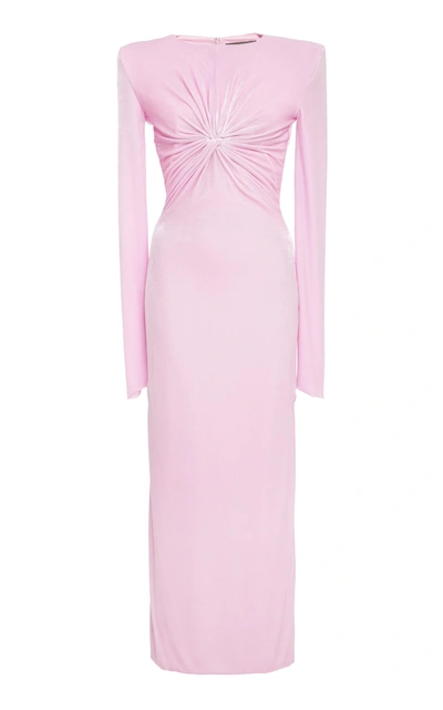 Versace Twisted Knot Chenille Dress In Pink