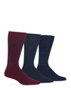 Polo Ralph Lauren Supersoft Diamond Dot Assorted 3-pack Socks In Wine Red