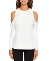 TED BAKER STEFFE RUFFLED COLD-SHOULDER TOP,WA7WSTEFFE92-IVORY