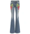 GUCCI EMBROIDERED FLARE JEANS,P00279283