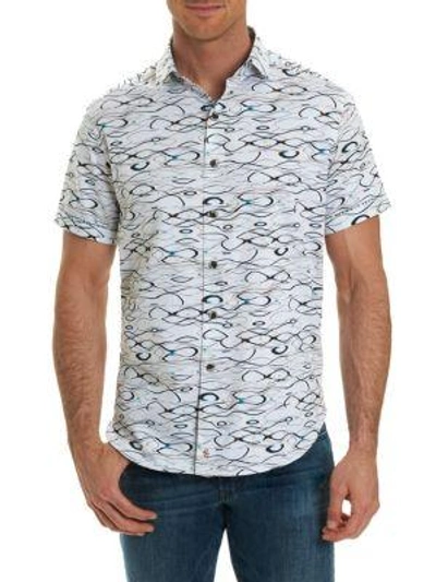 Robert Graham Illusions Printed Short Sleeve Button-down Shirt In White