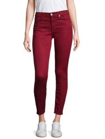 7 For All Mankind Skinny Ankle Pants In Oxblood