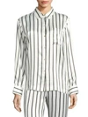 ASCENO Jet Striped Silk Pajama Top