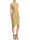 REEM ACRA Metallic-Lace Sheath Dress