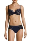 Chantelle Luxembourg Lace Plunge Embroidered Bra In Blue Black