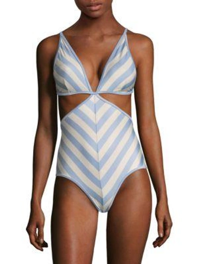 Zimmermann Striped One-piece Swimsuit In Blue Stripe