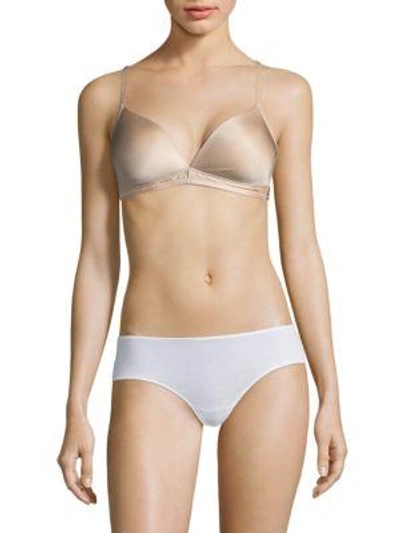 Hanro Satin Deluxe Soft Cup Wireless T-shirt Bra In Natural