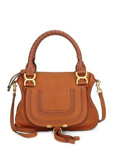 Chloé Small Marcie Leather Satchel In Tan