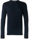 Drumohr Rib-trimmed Cashmere Jumper In Blue