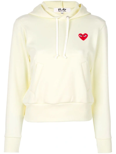 Comme Des Garçons Play Heart-embroidered Pullover Hoodie In Ivory