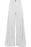 TOME PLEATED STRIPED COTTON WIDE-LEG PANTS