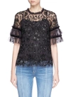 NEEDLE & THREAD 'Constellation' peplum sleeve embellished mesh top