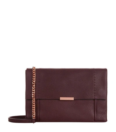 Ted Baker Parson Leather Crossbody Bag - Red In Maroon/rose Gold