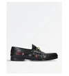 GUCCI Roos embroidered leather Horsebit loafers