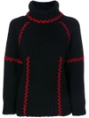 Alexander Mcqueen Stitch Detail Cashmere Turtleneck Sweater In Black