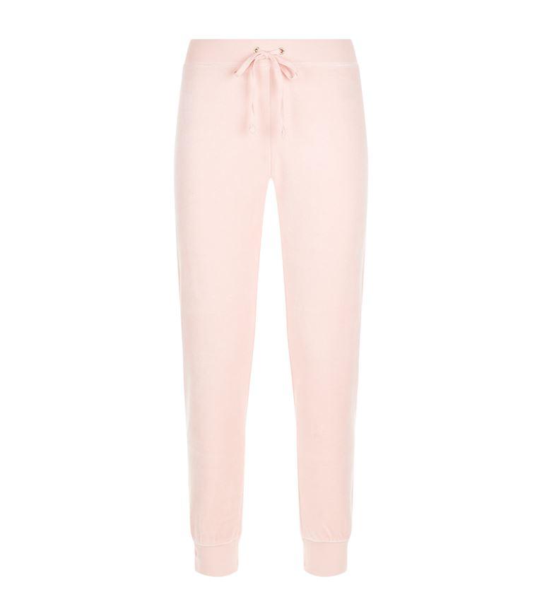 pink velour track pants