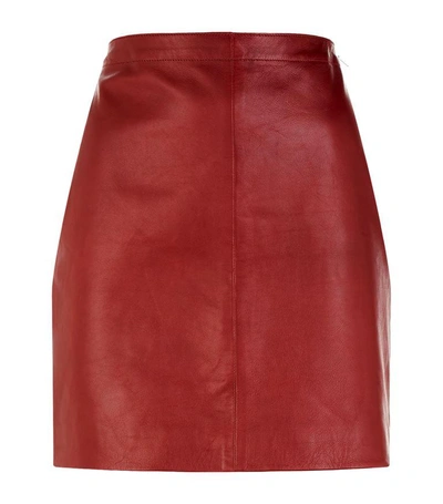 Sandro Diva Leather Mini Skirt In Mahogany