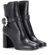 MIU MIU EMBELLISHED LEATHER ANKLE BOOTS,P00268731