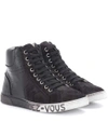 SAINT LAURENT JOE LEATHER AND SUEDE SNEAKERS,P00271662