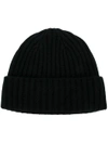 N•peal Chunky Ribbed Knit Beanie In Black